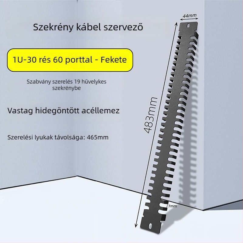 Szekrénykábelkezelő panel 28 rekesz, 56 port, halcsont mintázatú blind lemez