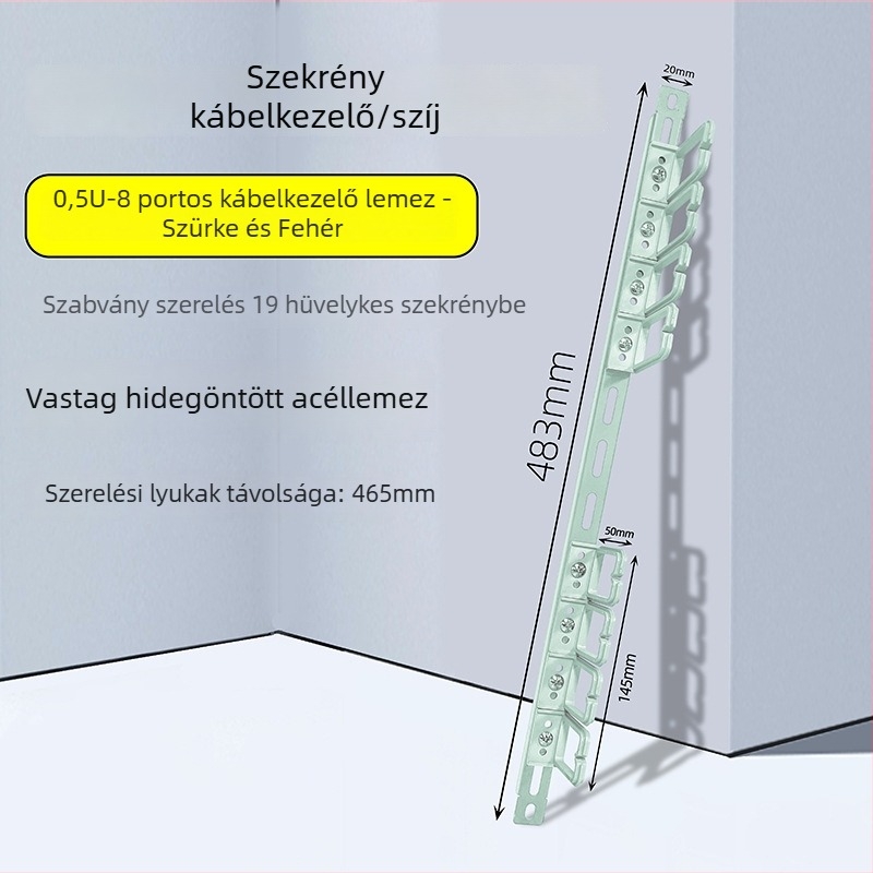 Szekrénykábelkezelő panel 28 rekesz, 56 port, halcsont mintázatú blind lemez