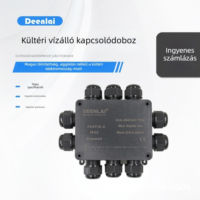 Kültéri IP68 vízálló kapcsoló- és elosztódoboz PC házzal, tűzálló, esőálló az utcai világításhoz