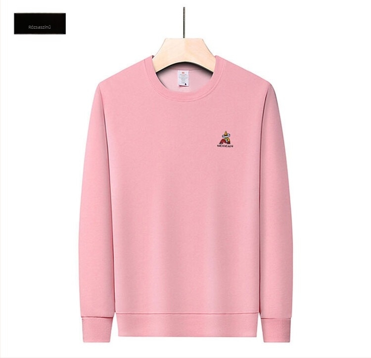 Pamut, kerek nyakú hosszú ujjú pulóver hímzéssel, slim fit, tavasz–őszre