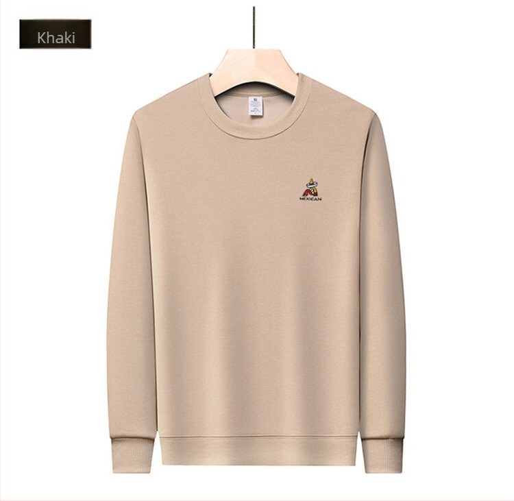 Pamut, kerek nyakú hosszú ujjú pulóver hímzéssel, slim fit, tavasz–őszre