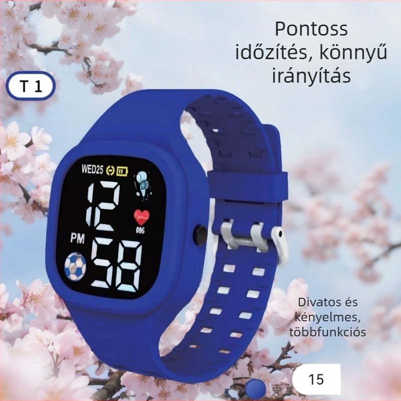 T1LED Digitális Elektronikus Óra — Ovális 43 mm-es számlap, műanyag tokkal