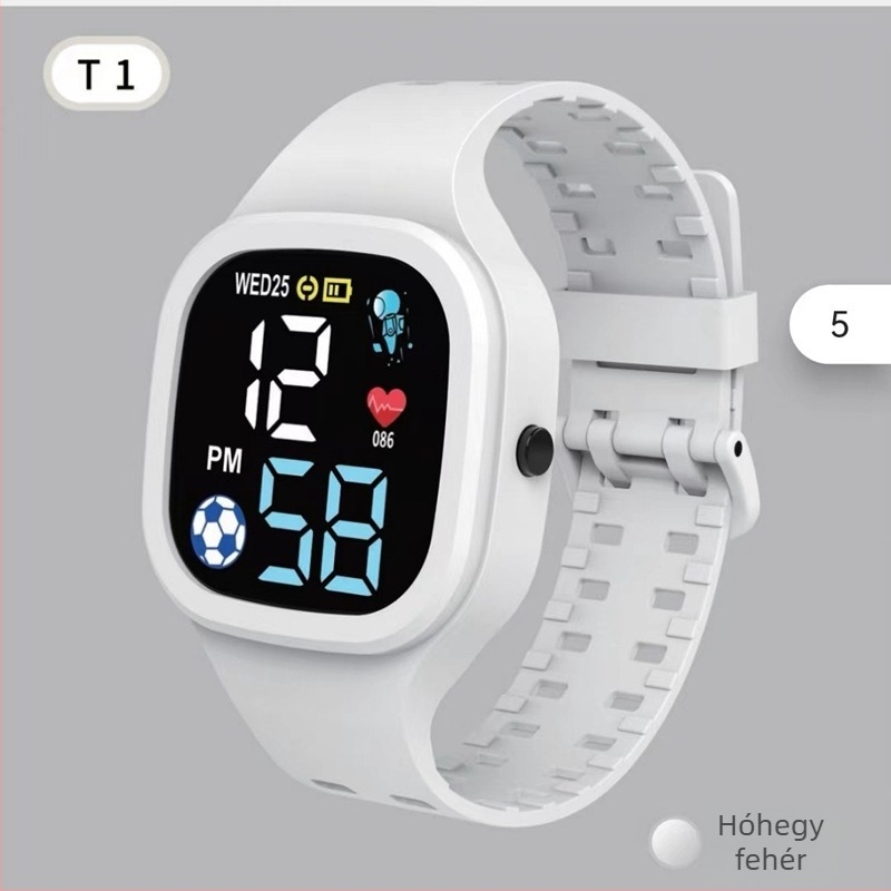 T1LED Digitális Elektronikus Óra — Ovális 43 mm-es számlap, műanyag tokkal