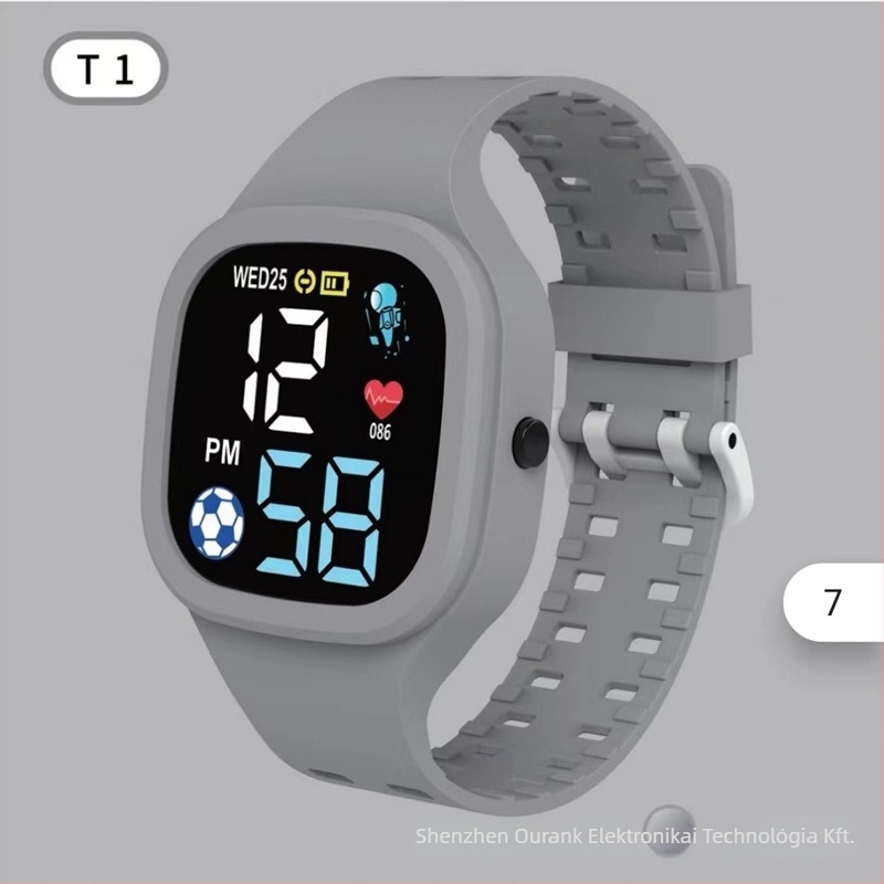 T1LED Digitális Elektronikus Óra — Ovális 43 mm-es számlap, műanyag tokkal