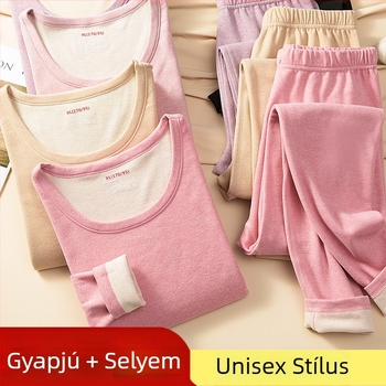 Gyapjú termálalsóruha készlet, duplarétegű, vastag anyag 251-300 g/m2, pulóver körkörös nyakkal és hosszú ujjak, nadrág, uniszex
