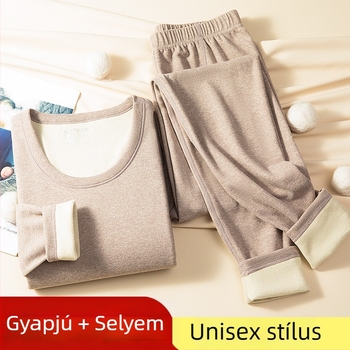 Gyapjú termálalsóruha készlet, duplarétegű, vastag anyag 251-300 g/m2, pulóver körkörös nyakkal és hosszú ujjak, nadrág, uniszex