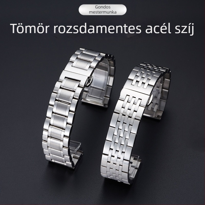 Hét rozsdamentes acélból készült óraszíj, ívelt pillangócsattal és rozsdamentes kiegészítőkkel