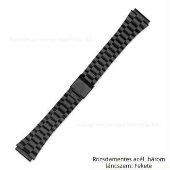 Rozsdamentes acél óraszíj A158W, A168, F91W, AE1200 és AQ230 modellhez, kis négyzetes órákhoz