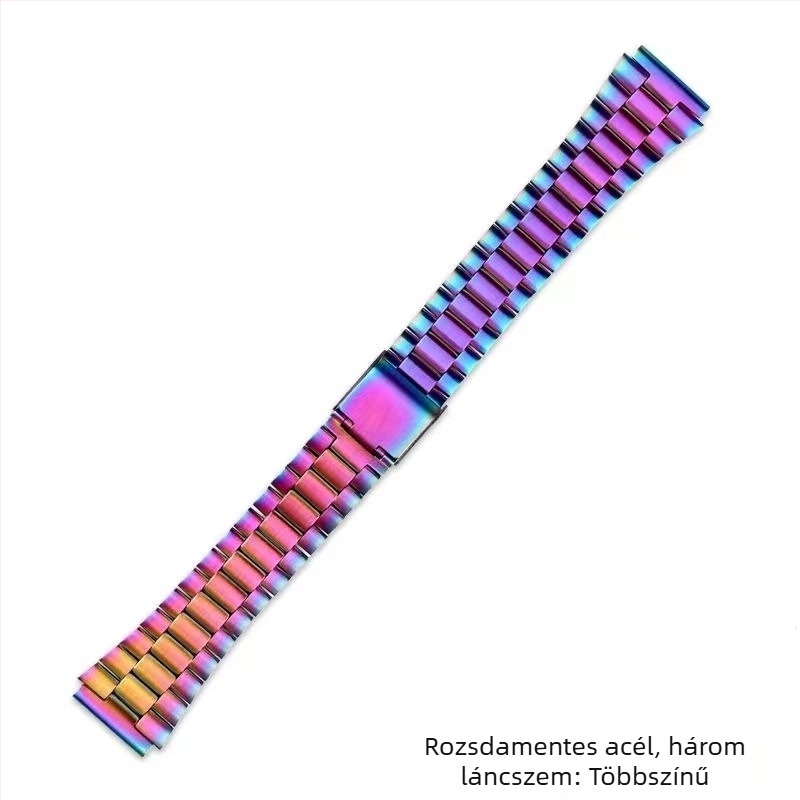 Rozsdamentes acél óraszíj A158W, A168, F91W, AE1200 és AQ230 modellhez, kis négyzetes órákhoz