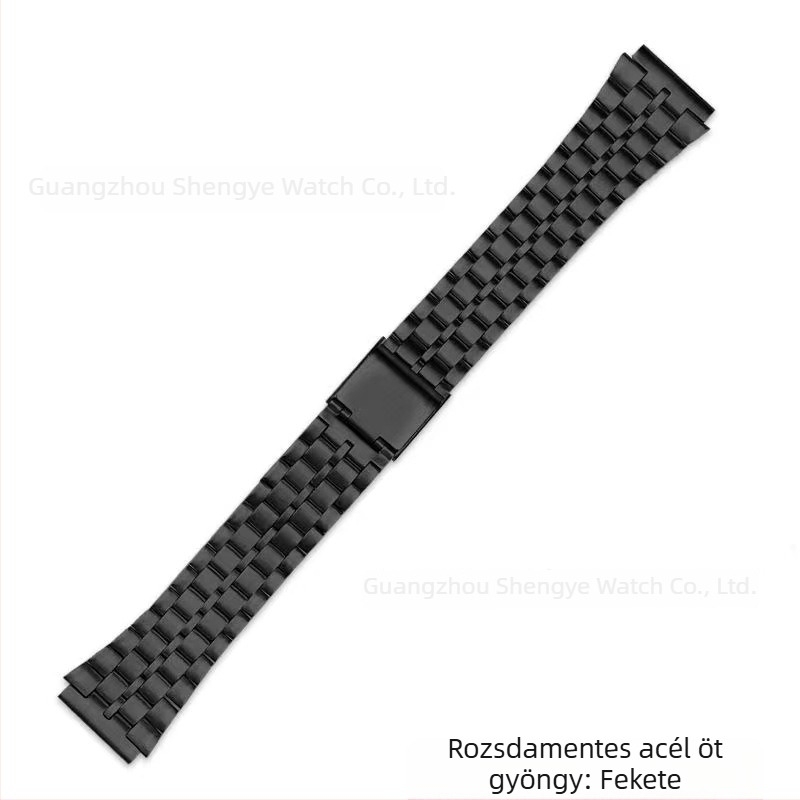 Rozsdamentes acél óraszíj A158W, A168, F91W, AE1200 és AQ230 modellhez, kis négyzetes órákhoz