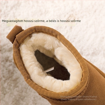 Tehénbőr gyerek téli bakancsok, valódi bőr, fleece-béléssel, bokáig érő 1–3 éveseknek