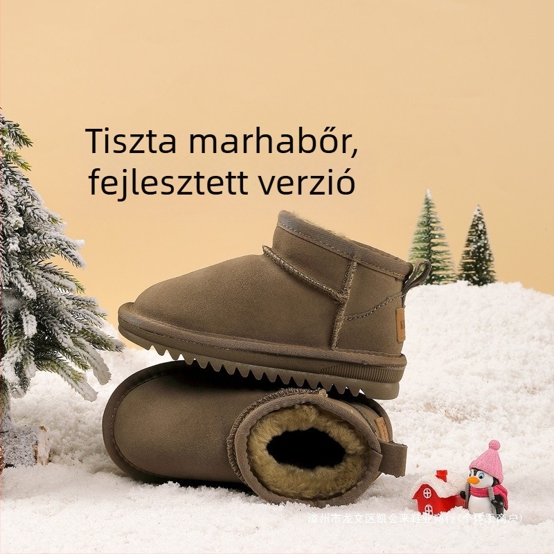 Ovo tehénbőrből készült bokacsizma gyerekeknek 1–3 éveseknek – egyszerű stílus
