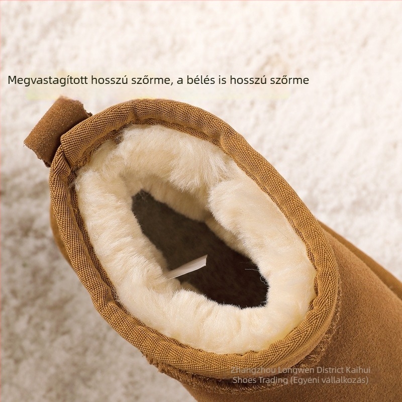 Tehénbőr gyerek téli bakancsok, valódi bőr, fleece-béléssel, bokáig érő 1–3 éveseknek