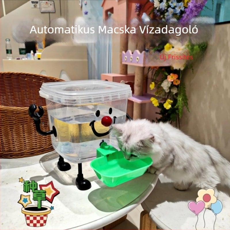 Hordozható macska automata víz adagoló, elektromos áramellátás nélkül, nagy kapacitású