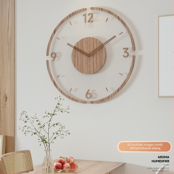 Canovoe 8813 falióra, kerek, akkumulátoros működés, sima másodpercek mozgása, üveg+fa ház