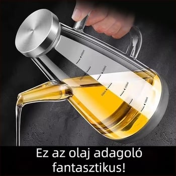 Duo One olajkanna magas boroszilikát üvegből, logó nyomtatva, nagy kapacitás, modern letisztult stílus