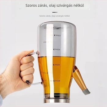 Duo One olajkanna magas boroszilikát üvegből, logó nyomtatva, nagy kapacitás, modern letisztult stílus