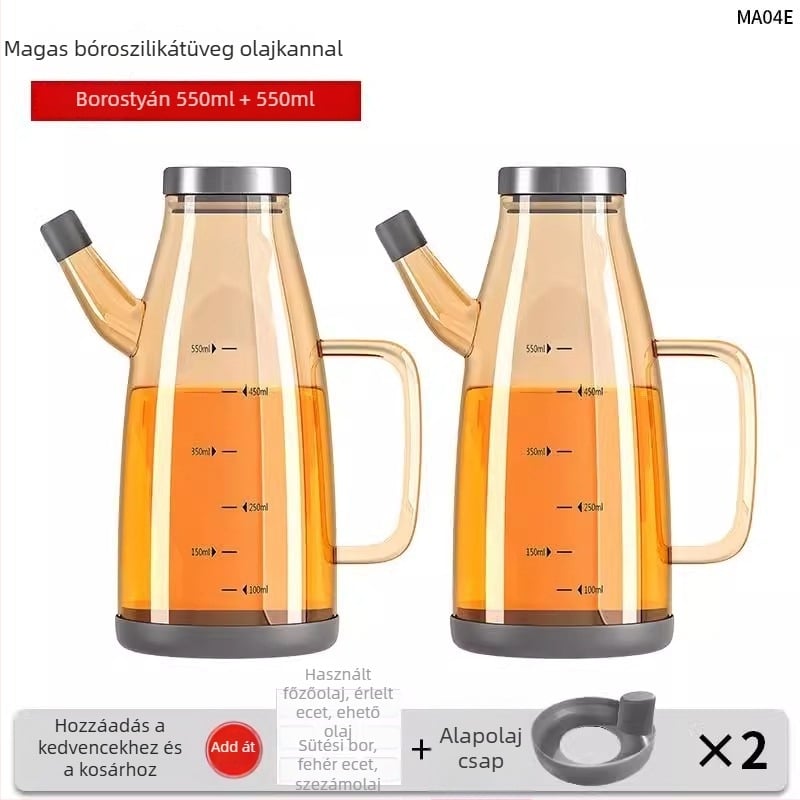 Duo One olajkanna magas boroszilikát üvegből, logó nyomtatva, nagy kapacitás, modern letisztult stílus