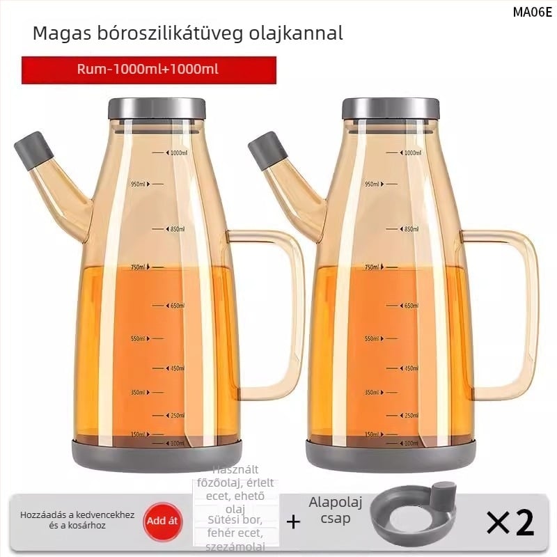 Duo One olajkanna magas boroszilikát üvegből, logó nyomtatva, nagy kapacitás, modern letisztult stílus