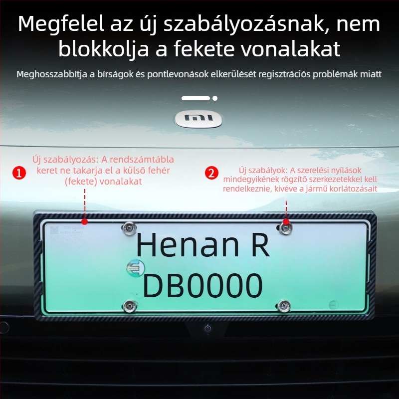 Rendszámkeret - teljes élű dizájn, SU7/YU7-kompatibilis, kifezetten új energiahajtású járművekhez, műanyag