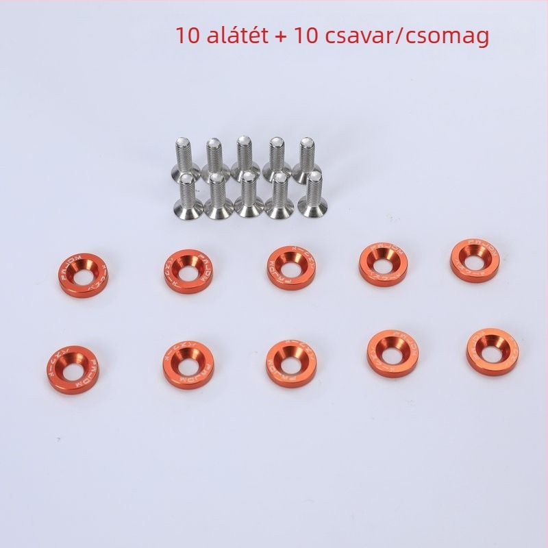 Csavar alátét elő- és hátsó lökhárító megerősítéséhez, nikkelezett acélból készült keret a rendszámtábla számára, univerzális illeszkedés