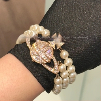 Empress Pearl óra - Svájci ETA quartz mozgás, naptár, 30 m vízállóság, zafír kristály, háromréteg gyöngy karkötő