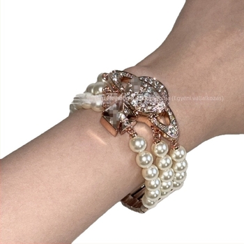 Empress Pearl óra - Svájci ETA quartz mozgás, naptár, 30 m vízállóság, zafír kristály, háromréteg gyöngy karkötő