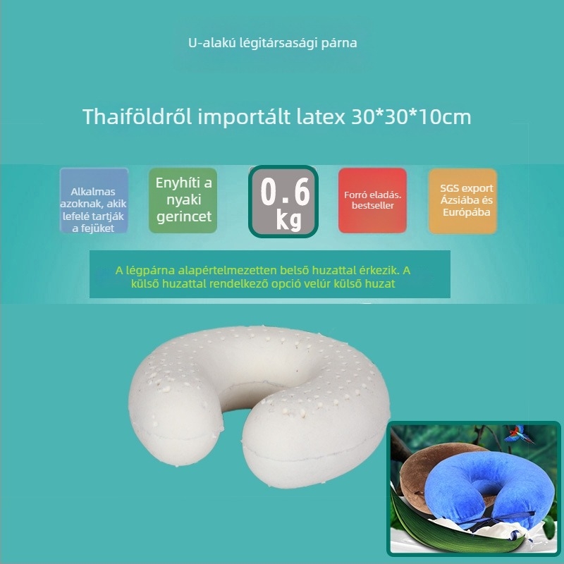 Indini természetes latex párna kontúros formával, állítható magasság 5–10 cm, téglalap alakú, nyaki gerinc támogatása, felnőtteknek, gyerekeknek és diákoknak