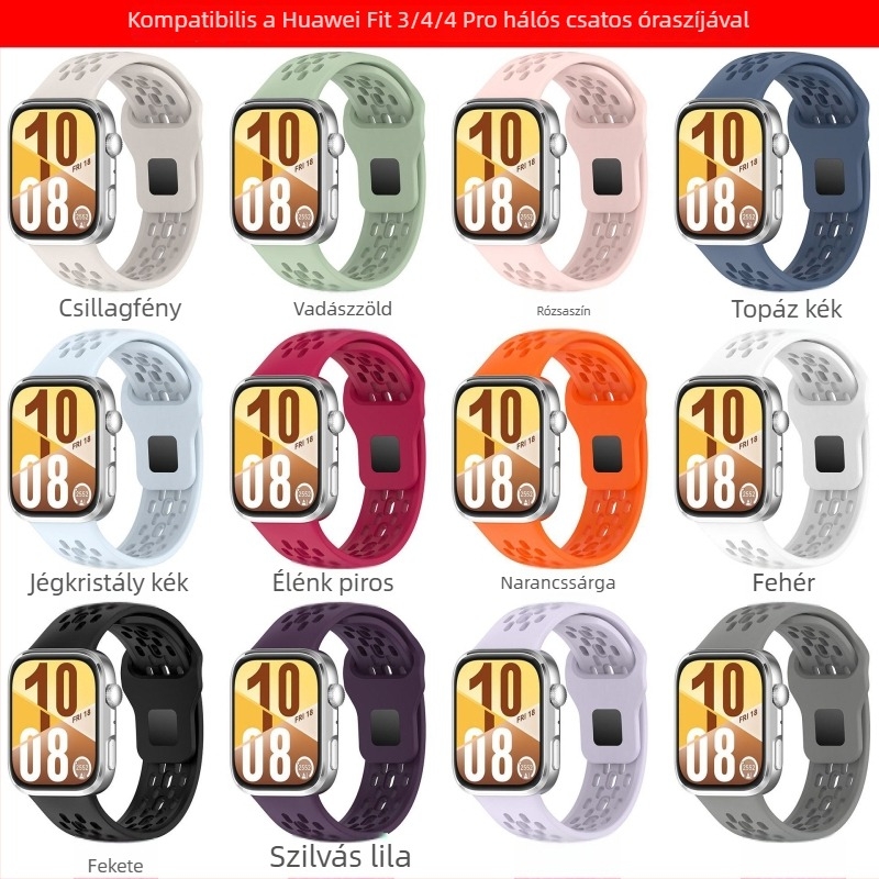 Többszínű, légáteresztő szilikon szíj Huawei Fit4 és Huawei GT5 okosóra számára