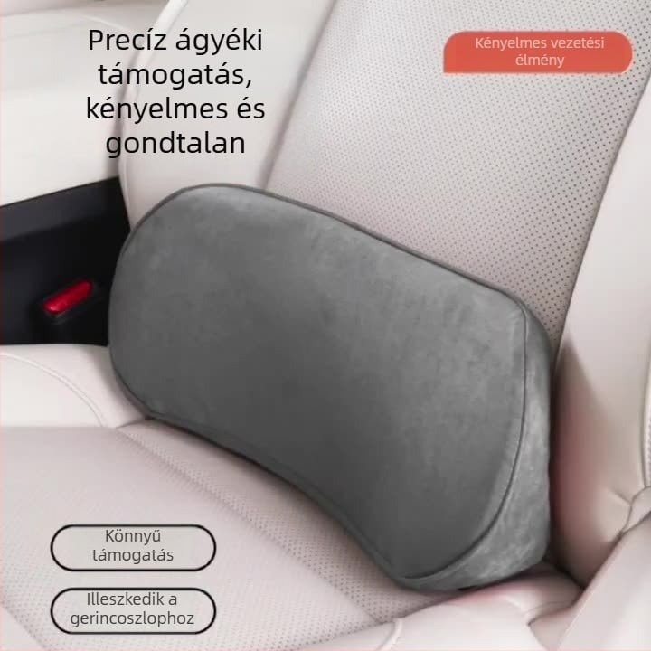 Autó háti támasz párna, memóriahab, vékony dizájn, velúr anyag, univerzális illeszkedés, testreszabható