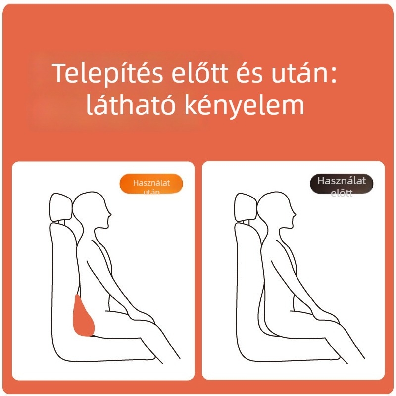 Autó háti támasz párna, memóriahab, vékony dizájn, velúr anyag, univerzális illeszkedés, testreszabható