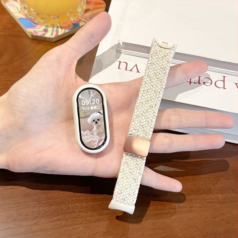 Mi Band 4–10 szilikontok, fonott mágneses sportpánttal