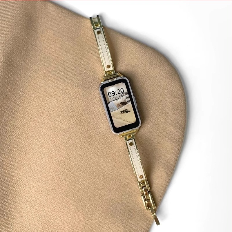 Huawei Band 11/10-hez metall félhold karkötő, nyári kiadás, Huawei 9-hez illeszkedő óraszíj, prémium kivitel