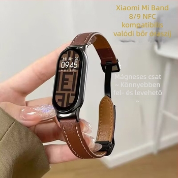 Xiaomi Mi Band 10-hez készült bőrszíj mágneses csattal, kompatibil a Mi Band 9/8/NFC-vel, női csereszíj kontrasztos színnel