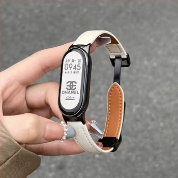 Xiaomi Mi Band 10-hez készült bőrszíj mágneses csattal, kompatibil a Mi Band 9/8/NFC-vel, női csereszíj kontrasztos színnel
