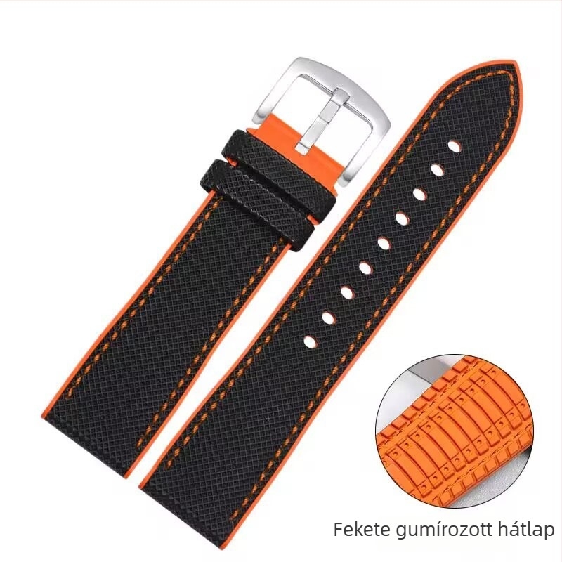Univerzális gumiszíj nylon textúrával, 20/22 mm, vízálló, izzadságálló, sportos stílus, tűcsattal záródó