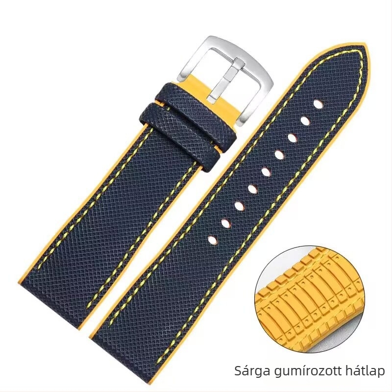 Univerzális gumiszíj nylon textúrával, 20/22 mm, vízálló, izzadságálló, sportos stílus, tűcsattal záródó