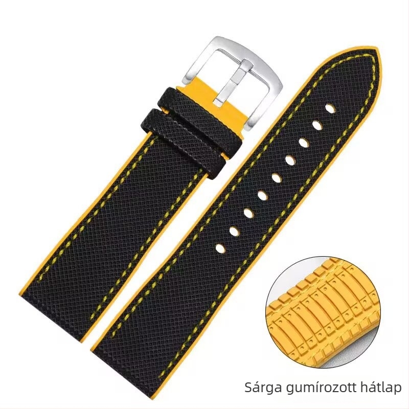 Univerzális gumiszíj nylon textúrával, 20/22 mm, vízálló, izzadságálló, sportos stílus, tűcsattal záródó