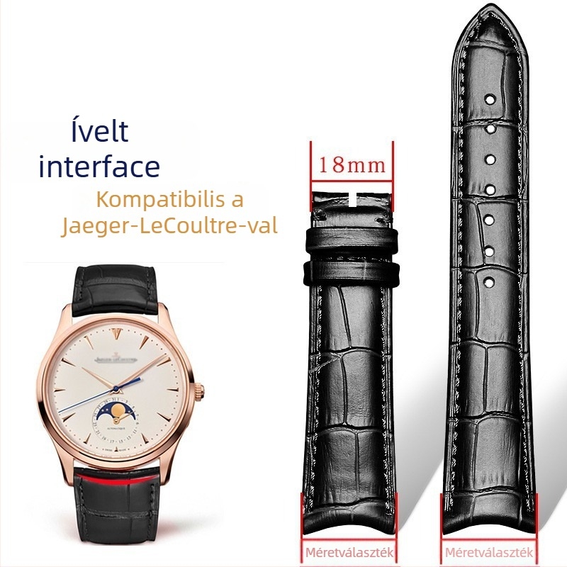 Óraszíj valódi bőrből, Moon Phase Master modell, krokodil mintázat, felsőréteg marhabőr, eredeti dizájn
