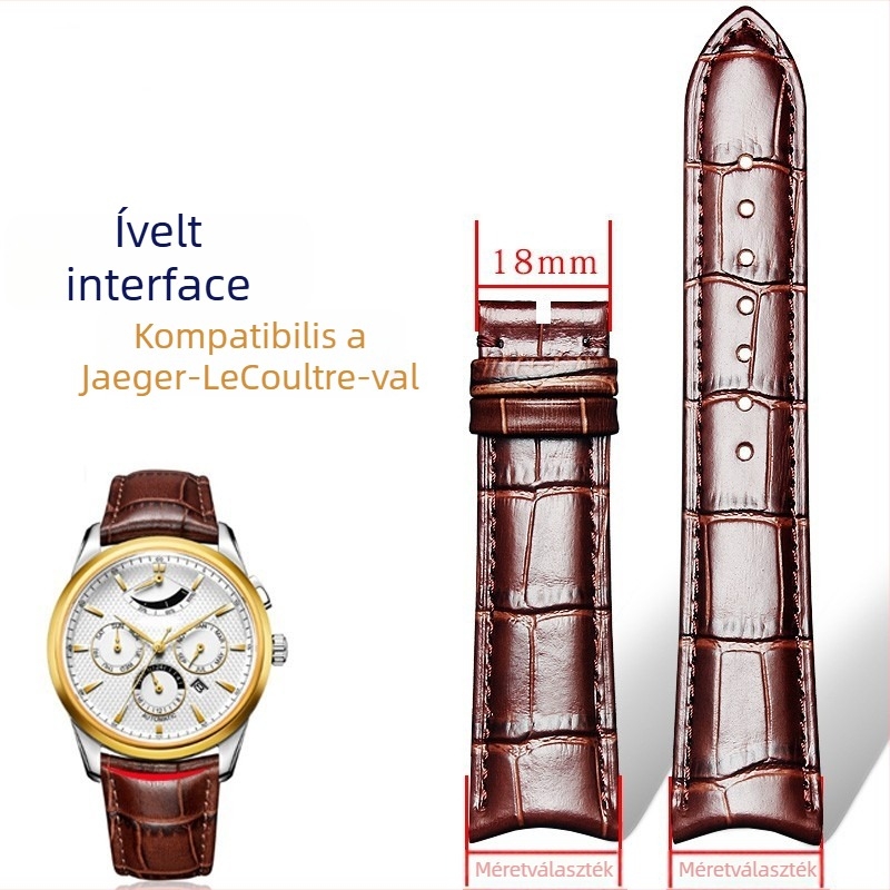Óraszíj valódi bőrből, Moon Phase Master modell, krokodil mintázat, felsőréteg marhabőr, eredeti dizájn