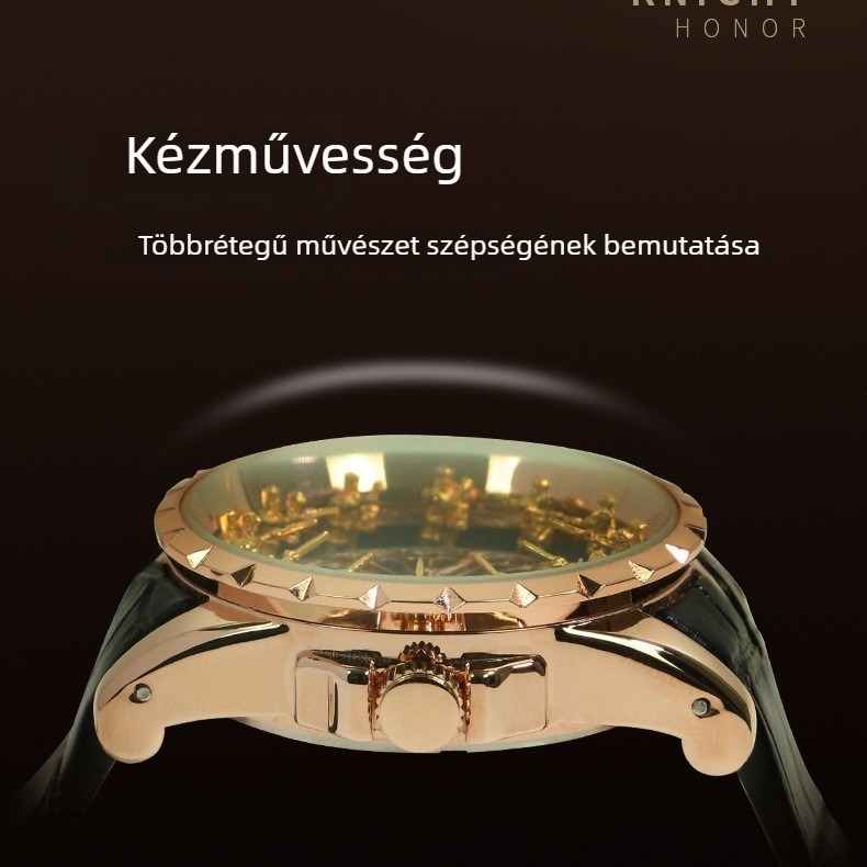 Férfi kvarc karóra Dandong mozgással; vízálló 200 m; bőrszíj; ötvözetből készült tokozás