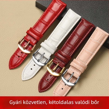 Kétoldalas valódi bőrszíj első réteg borjúbőrből, tűs zár, vízálló, puha, uniszex