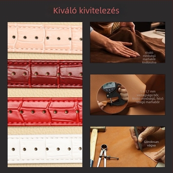 Kétoldalas valódi bőrszíj első réteg borjúbőrből, tűs zár, vízálló, puha, uniszex