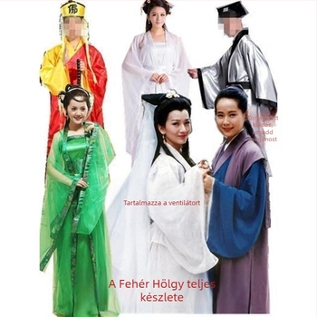 Kínai operai előadásra szánt ruházat Xu Xian, Bai Suzhen, Fahai és Xiaoqing karakterekkel a The Legend of the White Snakeből