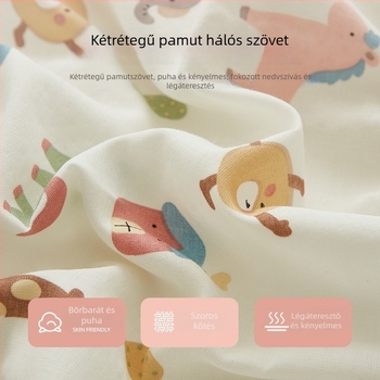 Gyerekeknek való párnahuzat 100% pamut gézzel, kétszintes, gyerekes motívummal és reaktív nyomtatással