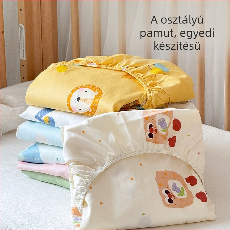 Gumis lepedő babaszobához, karikatúra mintával, 100% pamut, 60s szatén pamut, reaktív nyomtatás
