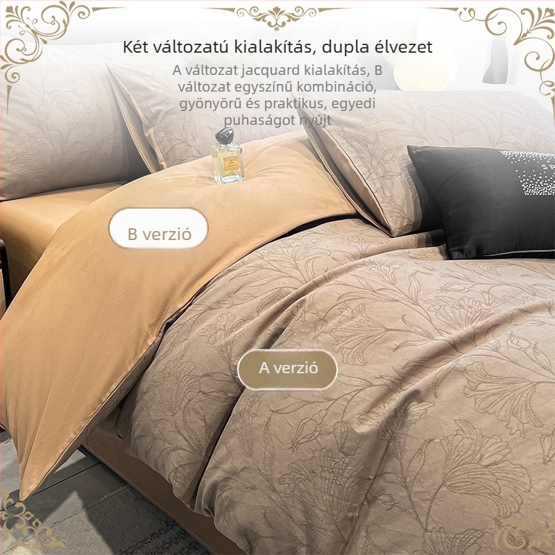 Paplanhuzat 100% pamutból, jacquard szövés, reaktív nyomással, növény- és virág mintázat, szövetsűrűség 133x72