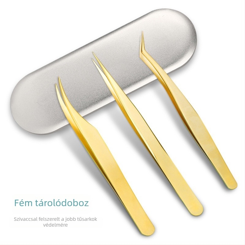 Kezdőknek szempillákhoz használható csipesz – nagy precizitású rozsdamentes acél, Yangjiang eredetű