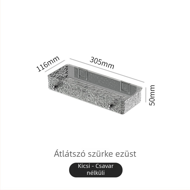 Fürdőszobai falra szerelhető tároló — fúrásmentes, műanyag kozmetikai és törölköző szervező