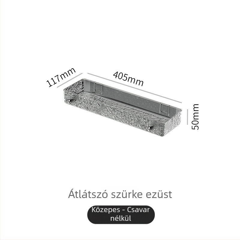 Fürdőszobai falra szerelhető tároló — fúrásmentes, műanyag kozmetikai és törölköző szervező